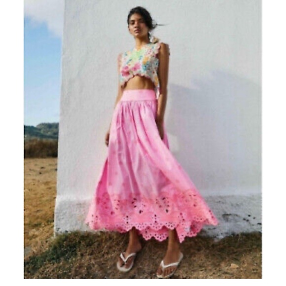 Anthropologie NWT Farm Rio Eyelet Maxi Skirt Size XS. - Picture 4 of 11